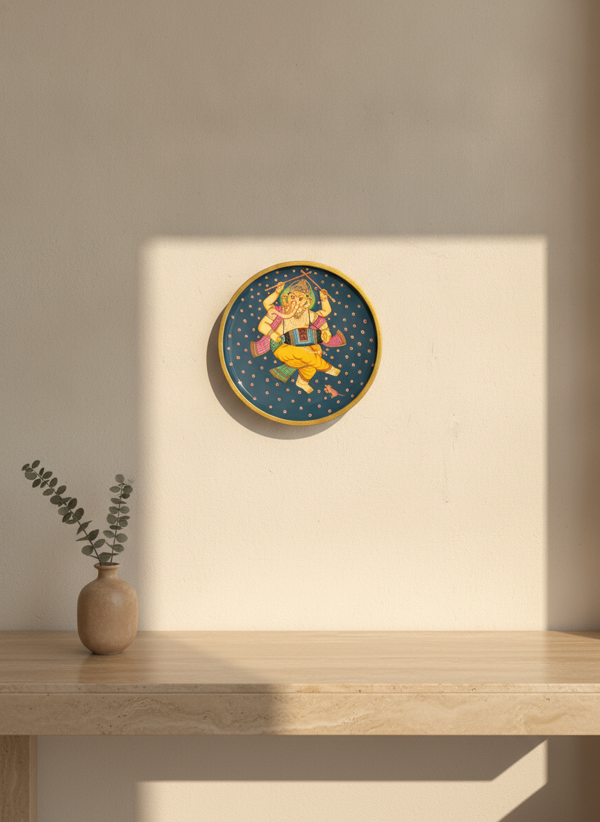 Hand-painted Ganesha Dandiya wall plate
